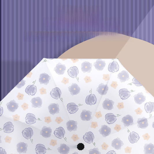 Wholesale umbrella folding sunshade sunscreen UV protection vinyl fully automatic sun umbrella oil painting umbrella